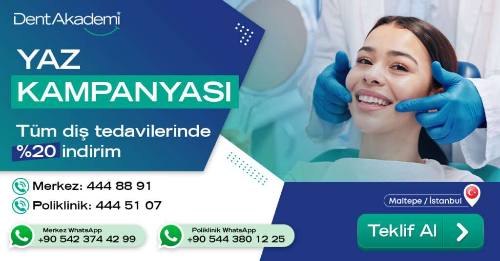 Yaz avantajı devam ediyor. Diş hekimliğinin tüm branşlarında %20 indirim avantajından faydalanabilmek için 444 88 91 ve 444 51 07 numaralı çağrı merkezlerimizi arayıp, randevunuzu oluşturabilirsiniz 